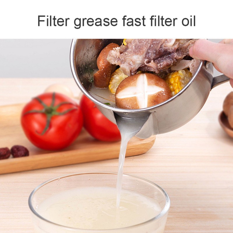 Acier inoxydable sauce huile soupe graisse séparateur graisse huileur filtre crépine bol cuisine huile soupe crépine tasse outil de cuisson *