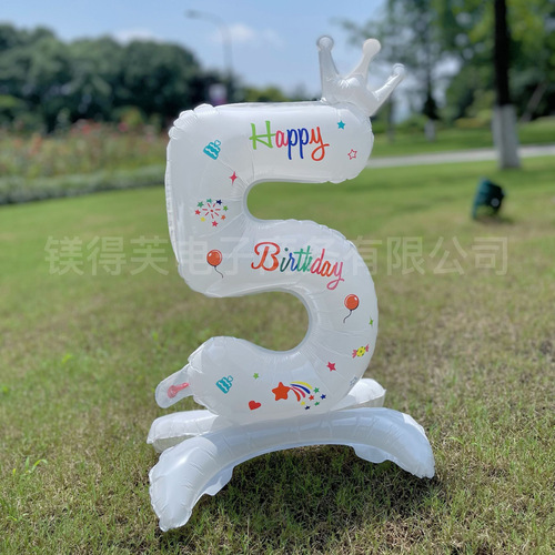 32Inch Foil Birthday Balloons Helium Standing Number Balloon 0-9 Happy Birthday Wedding Party Decorations Shower Figures Globos: Marble
