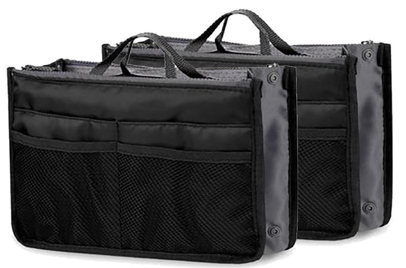 1/2/3 pçs moda maquiagem sacos de grande capacidade náilon saco de armazenamento cosmético inserção de viagem organizador bolsa saco de maquiagem preto: 2pcs