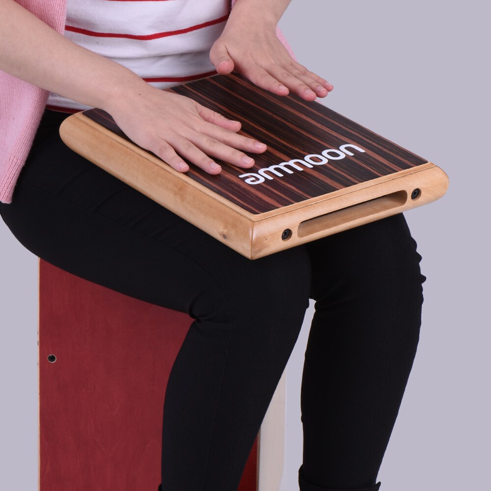 Ammoon kompakt rejseboks tromme cajon flad håndtromme percussion instrument med justerbar strenge bæretaske