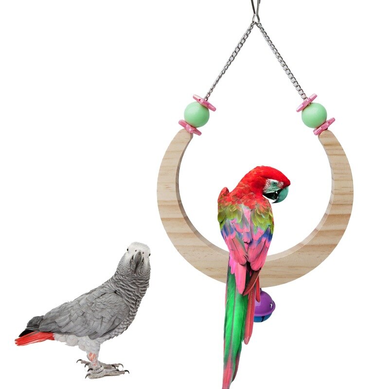 Half Moon Shape Bird Toys & U Shape Parrot Sewing Cage Toys with Bells for Little Pet Birds Like Budgerigar or Canary