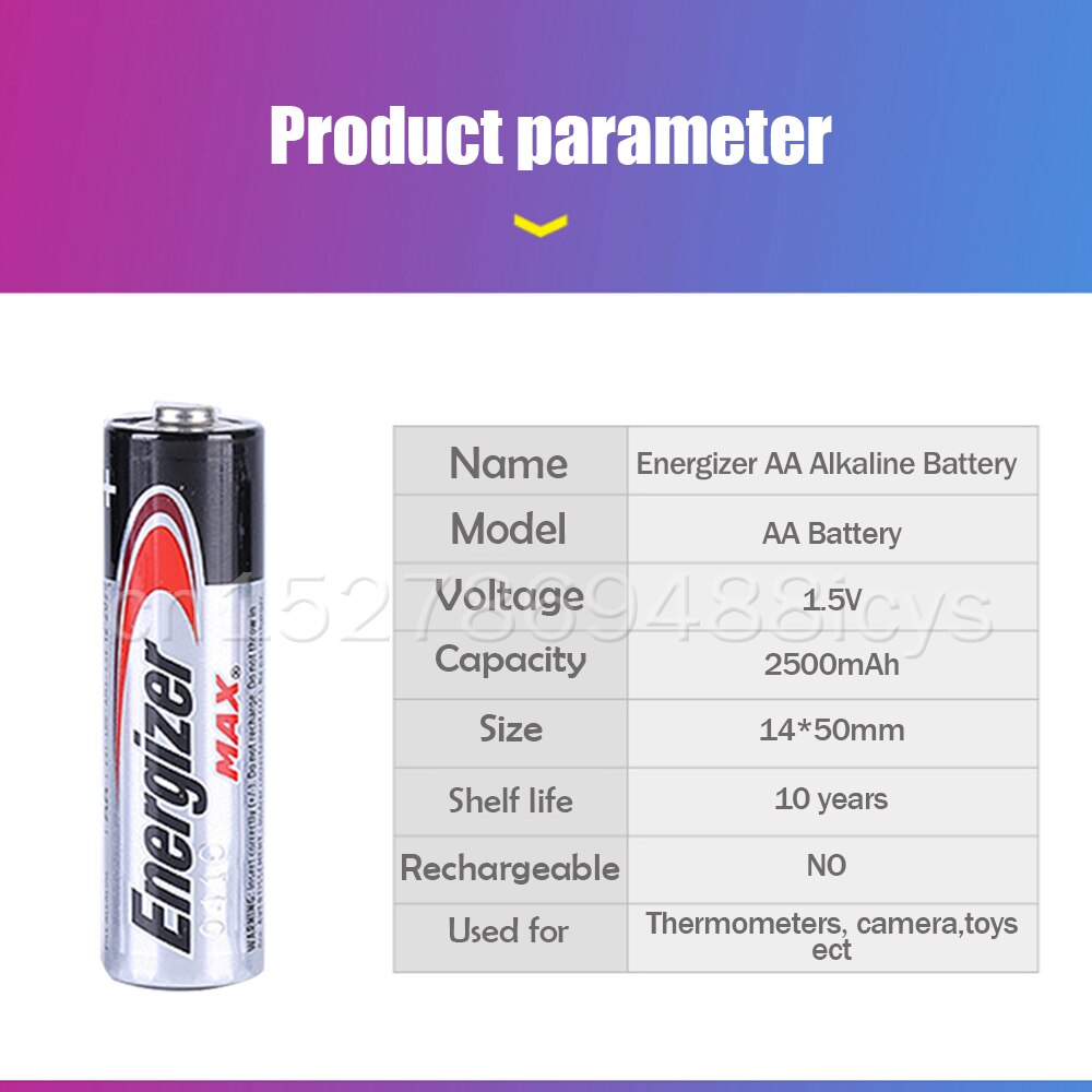 20PCS 1.5V Energizer AA LR6 AM3 MN1500 Alkaline Battery For Flashlight Mouse Thermometer Fingerprint Lock Dry Primary Batteries