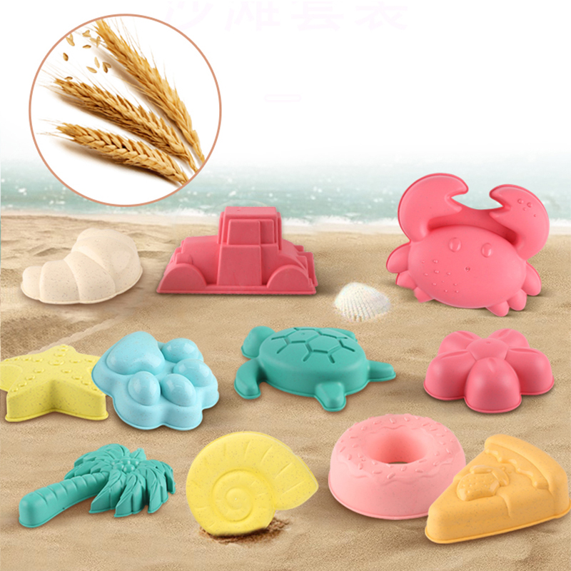 Strandspielzeug, Sandform, Sanddruck, Meer, Sand, Grabwerkzeug, Zubehör, Weizenstroh, Krapfen, technisches Fahrzeug, 12-teilige Kombination