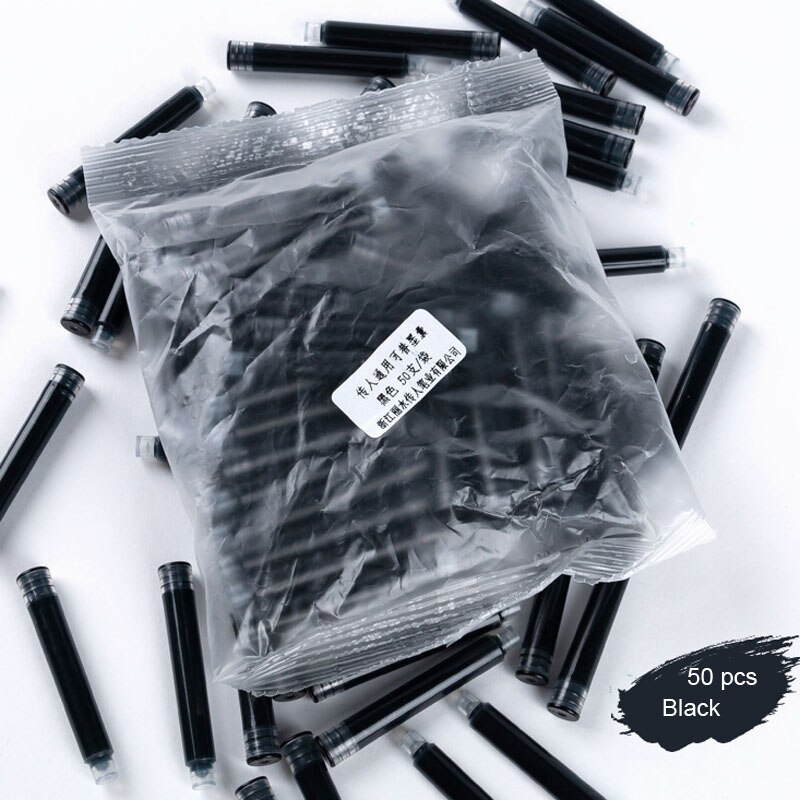 arc-en-ciel couleur EF plume stylo plume pour enfants écriture école fournitures de bureau papeterie stylo écriture outil stylos encre sac: 50 pcs Black