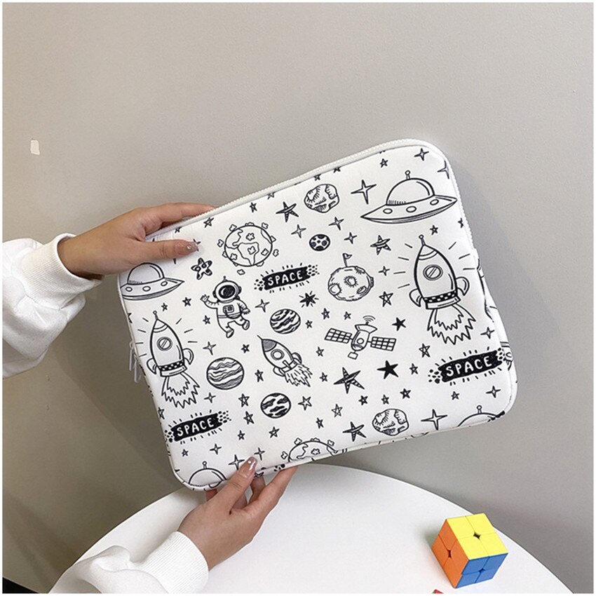 Dambord Laptop Case 9.7 10.5 11 13 Inch Tablet Sleeve Bag Beschermhoes Korea Cartoon Macbook Ipad Liner Pouch Handtas: white 13 13.3inch