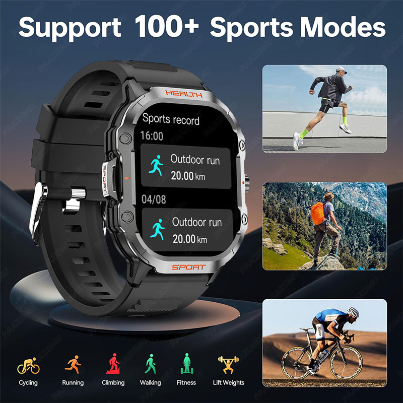 2025 nowy wojskowy Smartwatch 2.01 "AMOLED BT odpowiedź/zadzwoń NFC 100+ trybów sportowych opaska monitorująca aktywność fizyczną inteligentne zegarki dla android iOS