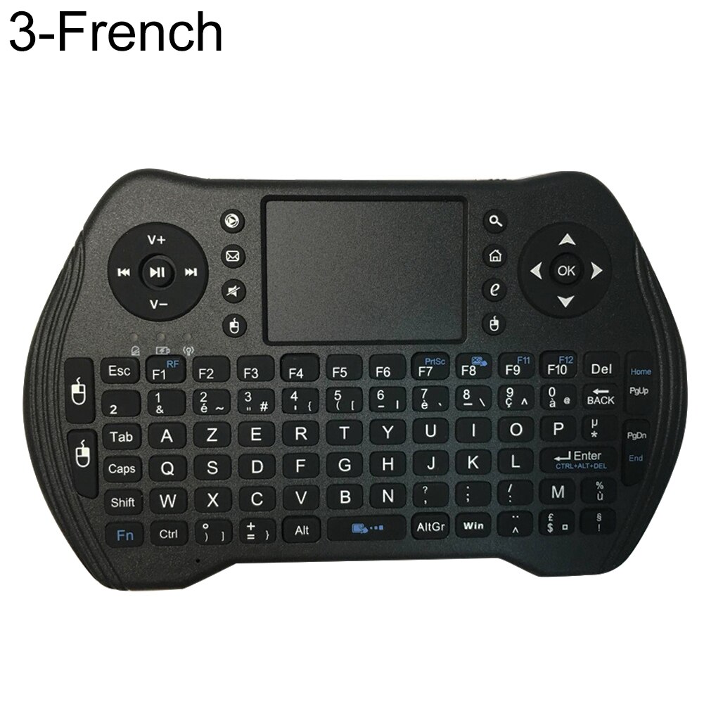 USB i8 Mini Wireless keyboard English Russian Arabic black Air Mouse 2.4GHz Wireless Keyboard Touchpad Handheld for TV Box PC: French
