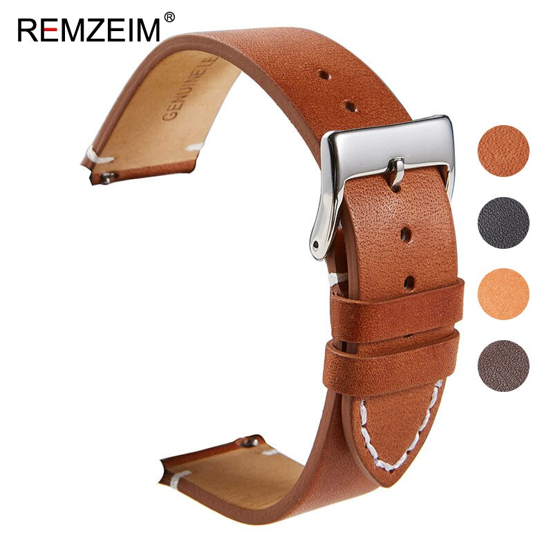18 20 22 24mm urrem i kalveskind til amazfit huawei gt galaxy ur 42 46mm gear  s3 urrem quick release: Lysebrun / 20mm