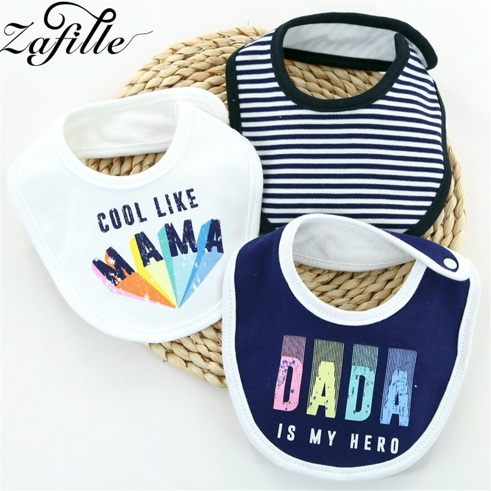 ZAFILLE 3Pcs Pure Cotton Baby Bibs Cartoon Print Baby Boy Stuff Feeding Apron Soft Baby Stuff For Newborn Burp Cloths