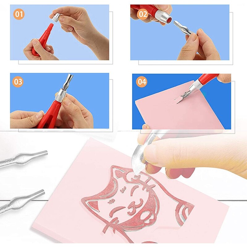 21Pcs Rubber Stamp Making Kit, Carving Tools Kit,Rubber Carving Blocks in Different Color Styles,for Craft Stamp Carving