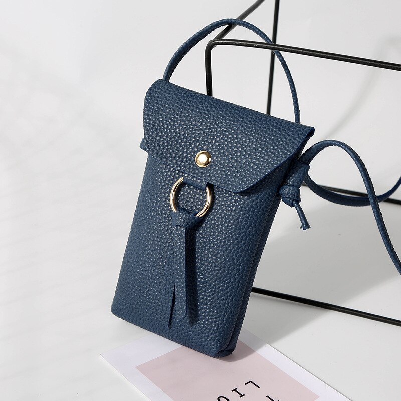 TRASSORY cuir cou suspendu petit sac de étui de téléphone portable portable bandoulière fille voyage Mini sac à main poinçon pour dames: Blue