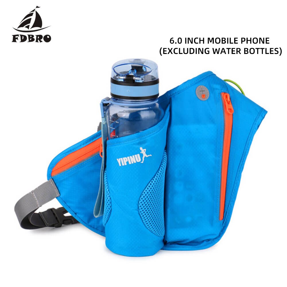 Fdbro mænds pung mobiltelefon lomme sag camping vandreture sport vandflaske talje tasker kører fanny kvinder pakke pose bælte: Blå