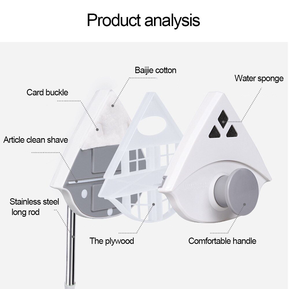 Hoogwaardige dubbelzijdige glaswisser, huishoudelijke reinigingsborstel, raamreinigingsartefact, sterke magnetische splitsbare staafwisser