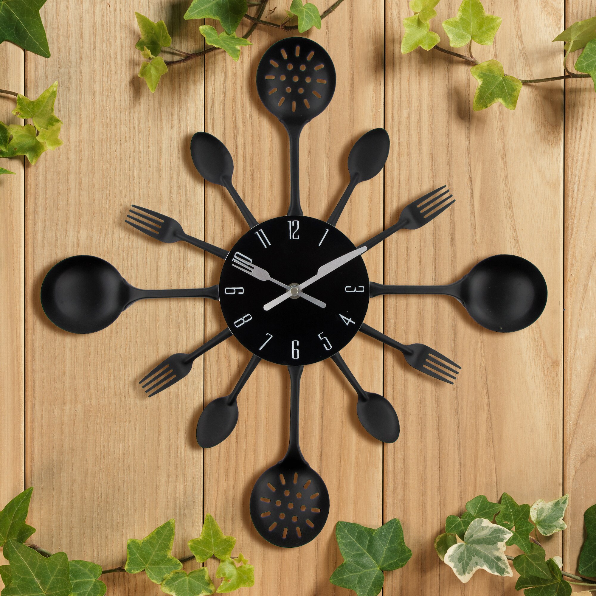 Cutlery Kitchen Clock Wall Copper Metal Spoon Fork Wall Decor Clocks Modern Art Horloge 3d Wall Clock 2022