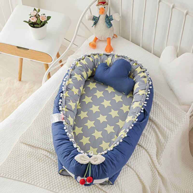 90X50cm Portable Baby Nest Crib Baby Bed Bassinet for Baby Lounger Cotton Baby Nest Co Sleeping Bed: A10