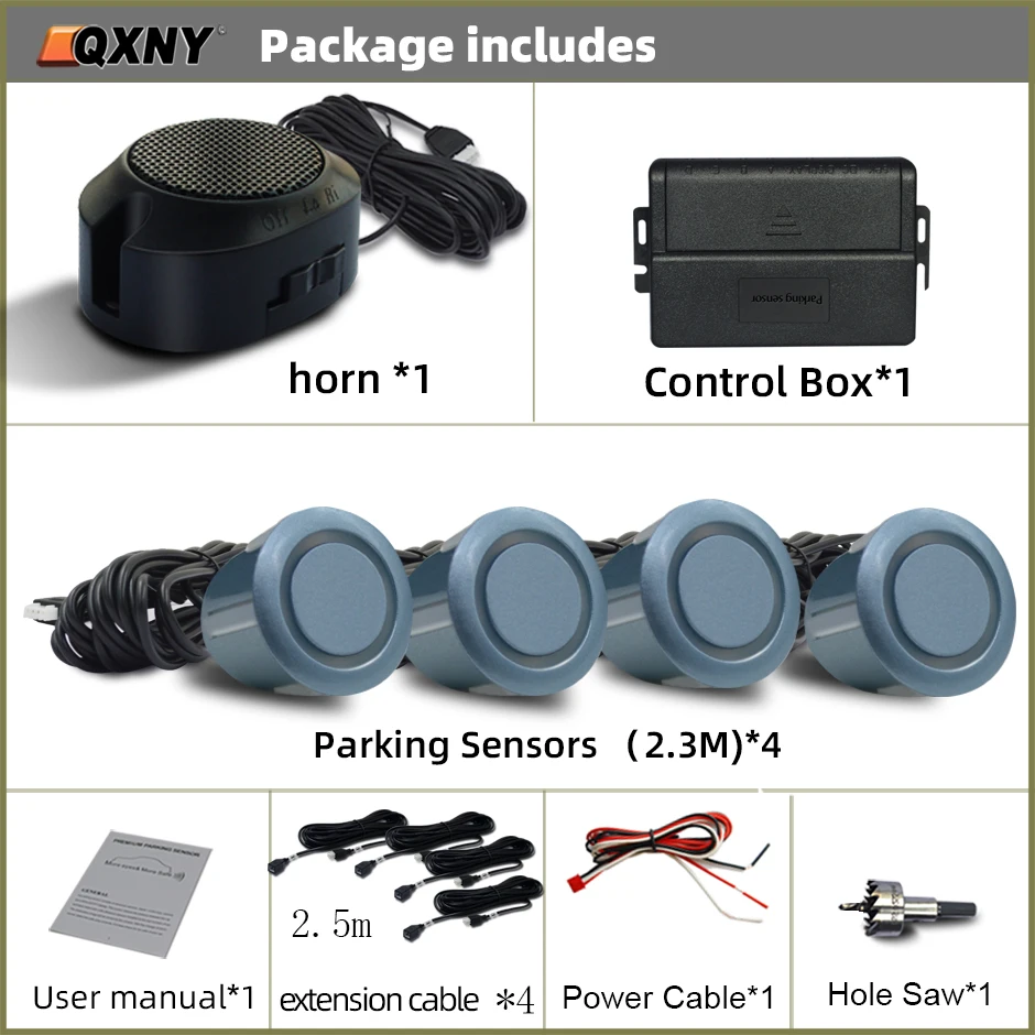 Front Parking Sensor Kit Auto Parktronic Vehicle Assistant System Buzzer Alarm Volume Can be Adjusted Universal: green