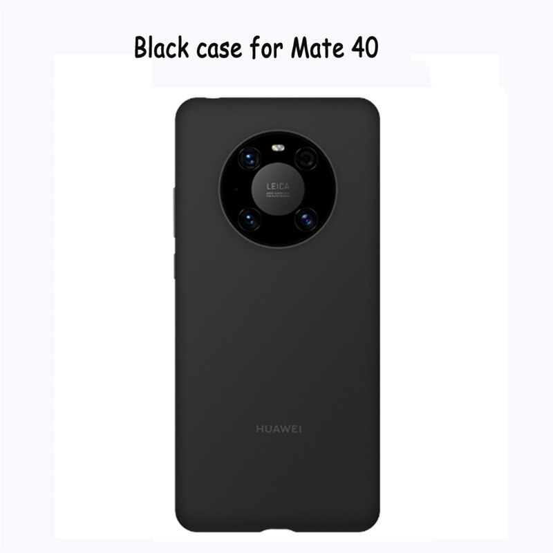 Oficial original huawei companheiro 40/companheiro 40 pro silicone caso capa traseira macia com fibra dentro capa escudo para mate40/mate40 pro: Mate40 case black