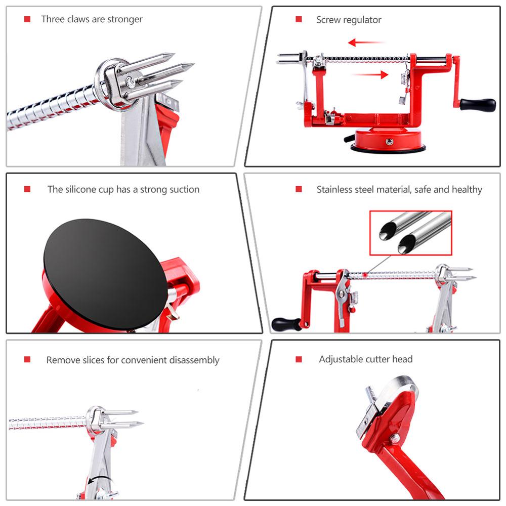 Apple Peeler Corer Stainless Steel Slicer Peeler Spiral Apple/Potato Peeler Slicer Corer Durable Duty Blade Multicolor Peelers