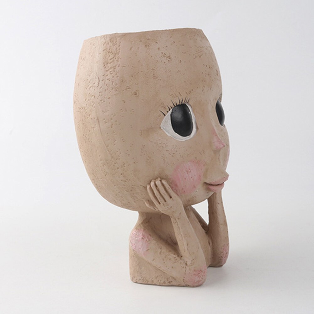 Pot de fleur en résine pour filles, Figurine tête de visage, plantes succulentes, plantes de jardin, fleurs de croissance, décor de table pour la maison, ornements