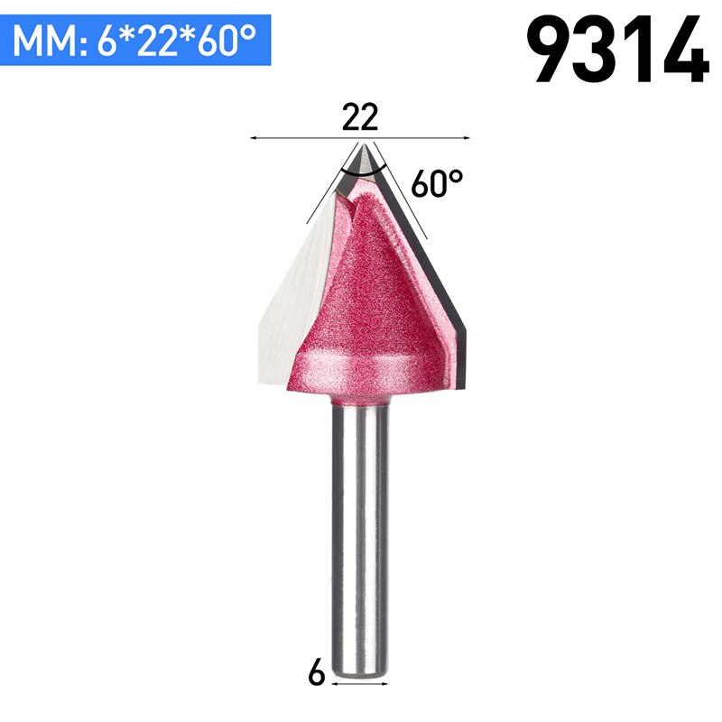 Huhao 1 Pc 6 Mm V Bit Cnc Vhm Mill 3D Frezen Voor Hout Tungsten Houtbewerking Mdf frees 60 90 120 150 Graden: 9314