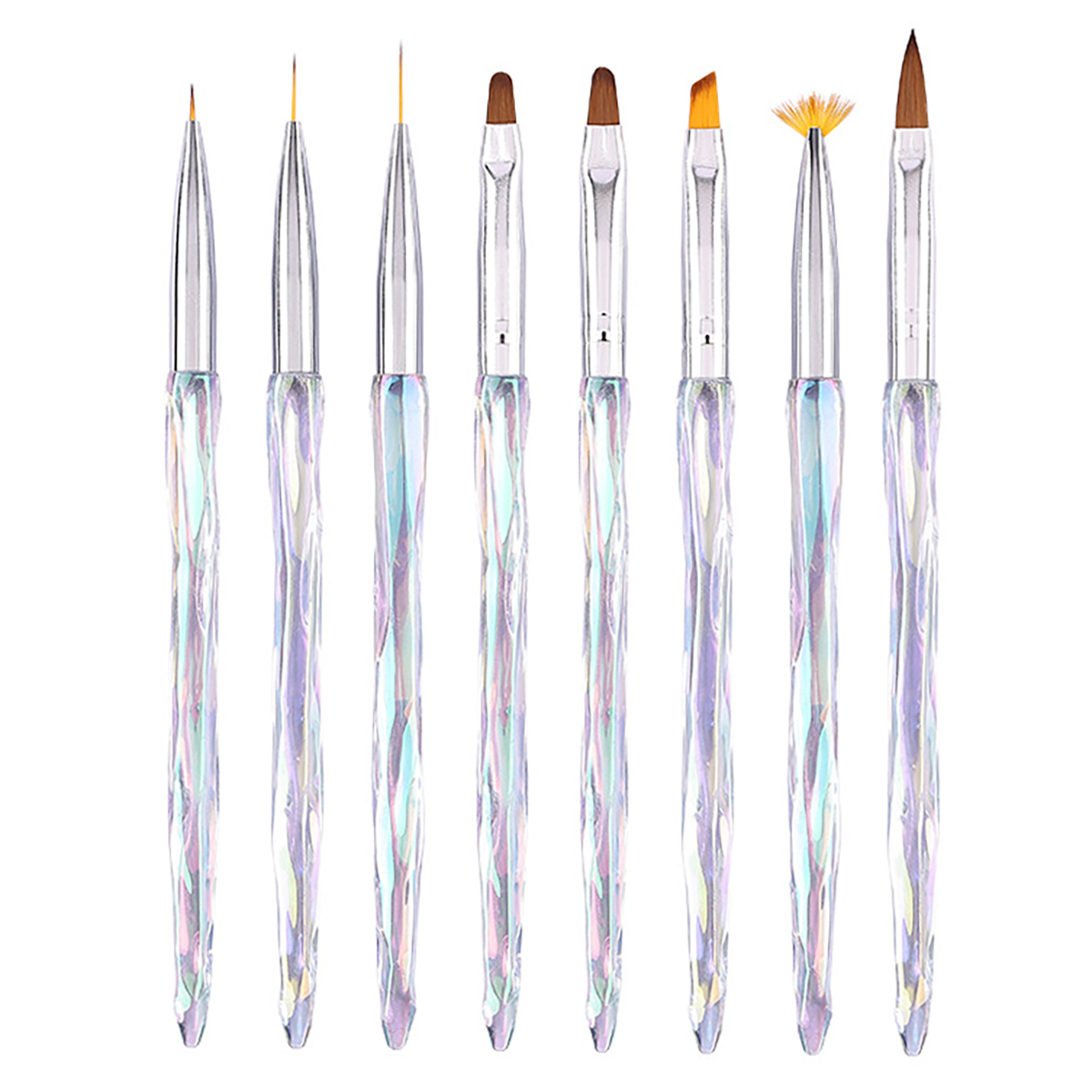 Juego de pinceles para uñas, herramientas de fototerapia, pinceles para pintar, dibujar y mejorar las uñas, Gel Uv, 8 unidades
