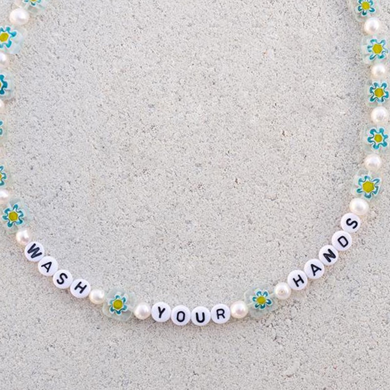 Bohemian flower beads necklace handmade women beaded choker korean 26 Alphabet Initial letters jewelry summer Collar