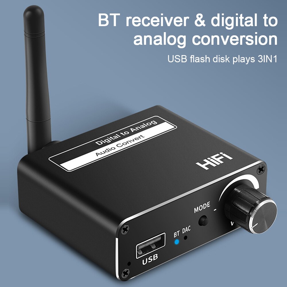 Audio-konverter dac digital zu analog toslink optisch koaxial l/r rca 3.5mm aux bluetooth-kompatibel 5.0 empfänger für hdtv-box