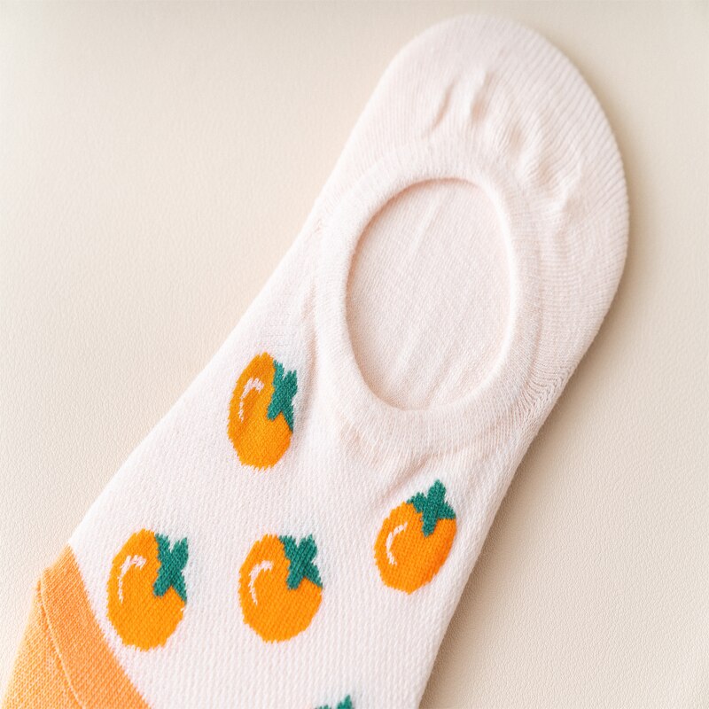 3 Pairs Lot Women Cotton Invisible Socks Cute Fruits Printed Harajuku Cartoon Casual Socks Strawberry Cherry Lemon Soft Sock