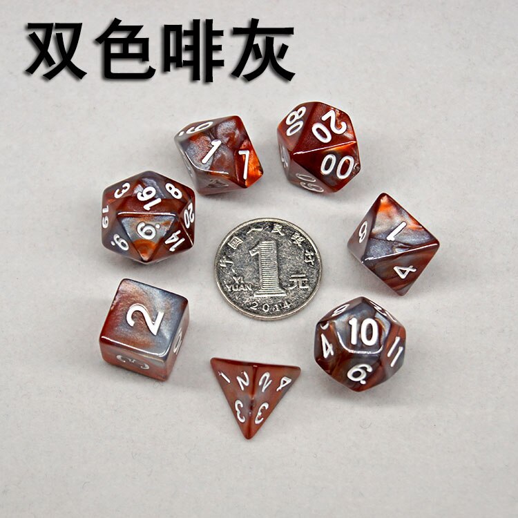 Multi-mix farve 7 stk terning sæt trgp spil polyhedron  d4-d20 multi-facetteret terningtårn akryl dados rpg multi-faced dnd terninger: D