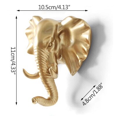 Hanger sleutelhaak multifunctionele amerikaanse kledinghaak houder decoratieve haak dierenhaak muur huishoudelijke naadloze klevende haak: Goud-olifant