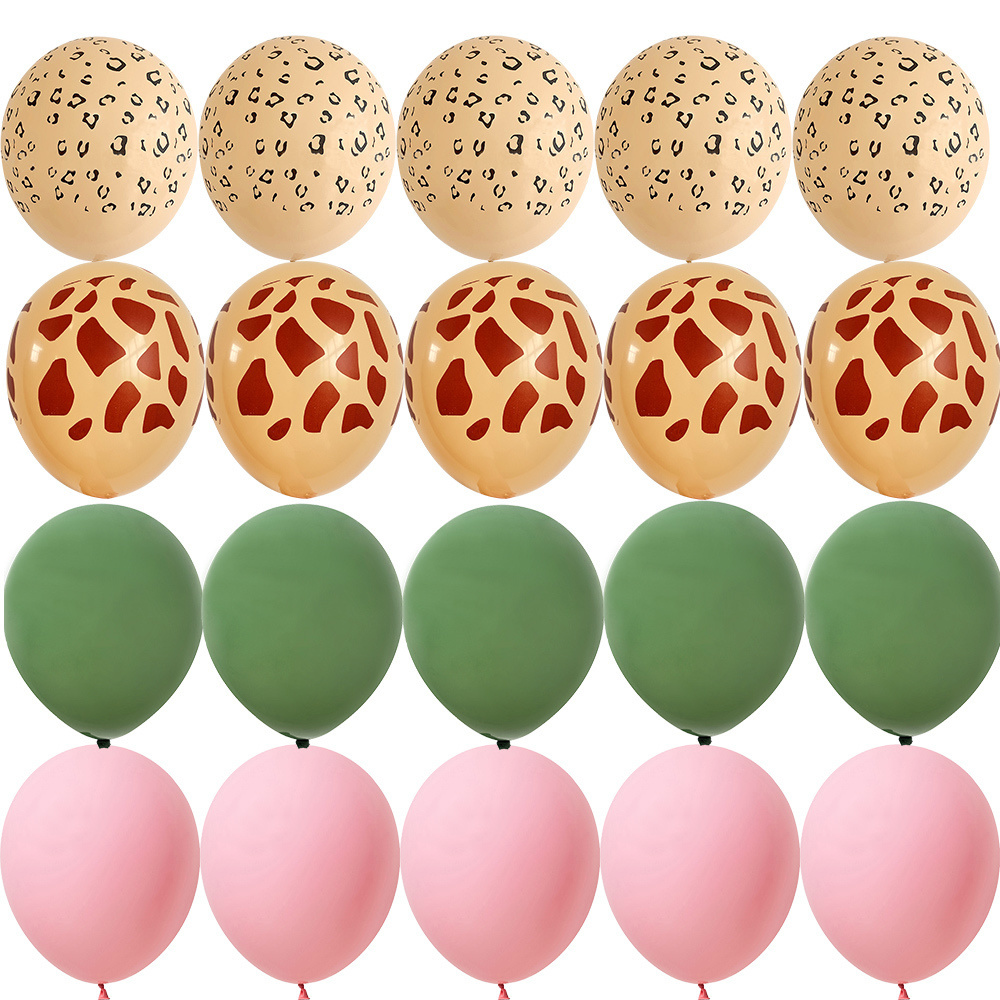20 stks 12 inch Tijger/Luipaard/Giraffe Patroon Ballon Set voor Kinderen Wild Dier Jungle Safari Verjaardagsfeestje decoratie Benodigdheden: Olijf