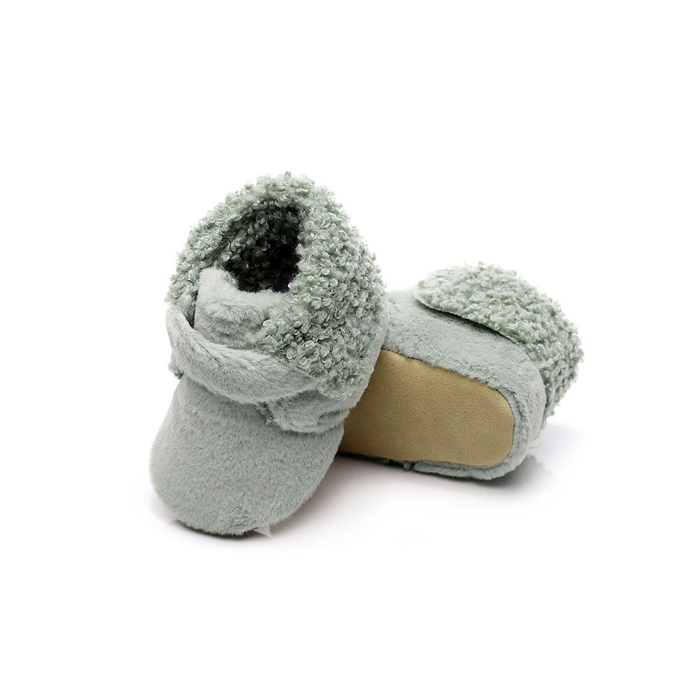 Baby kinderen winter bont wieg schoenen zachte zool pluche gevoerde pantoffels peuter eerste loopschoenen antislip bodems warme schoenen: 3 / 12