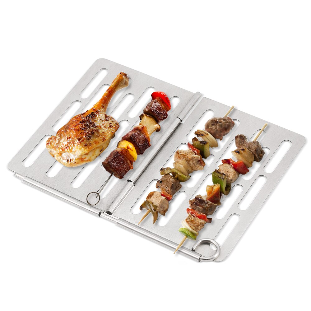 Mini rostfritt stål fällbar grillkorg bärbar grillkorg galler galler picknick grill camping spis tillbehör