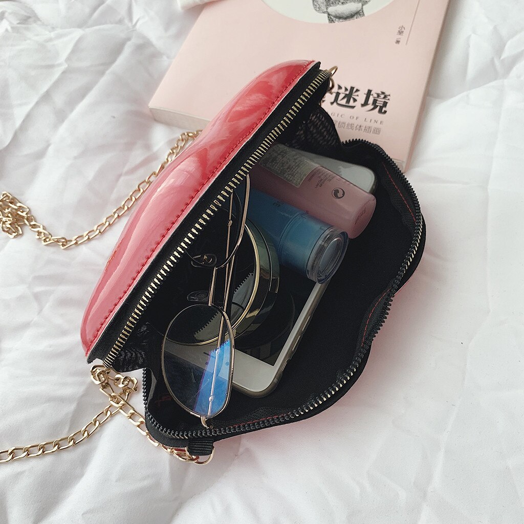 Ocardan – sacs à main en cuir Pu pour femmes, pochette à lèvres rouges, sac à bandoulière avec chaîne, sac de soirée, bourse en forme de lèvres, J24,