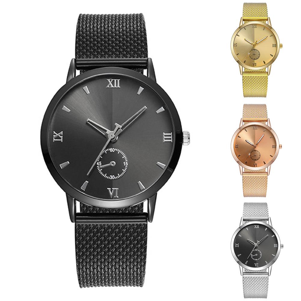 Koppelhorloges voor dames en heren, analoog quartz polshorloge, ronde subwijzerplaat, mesh band, romeinse cijfers, unisex polshorloge