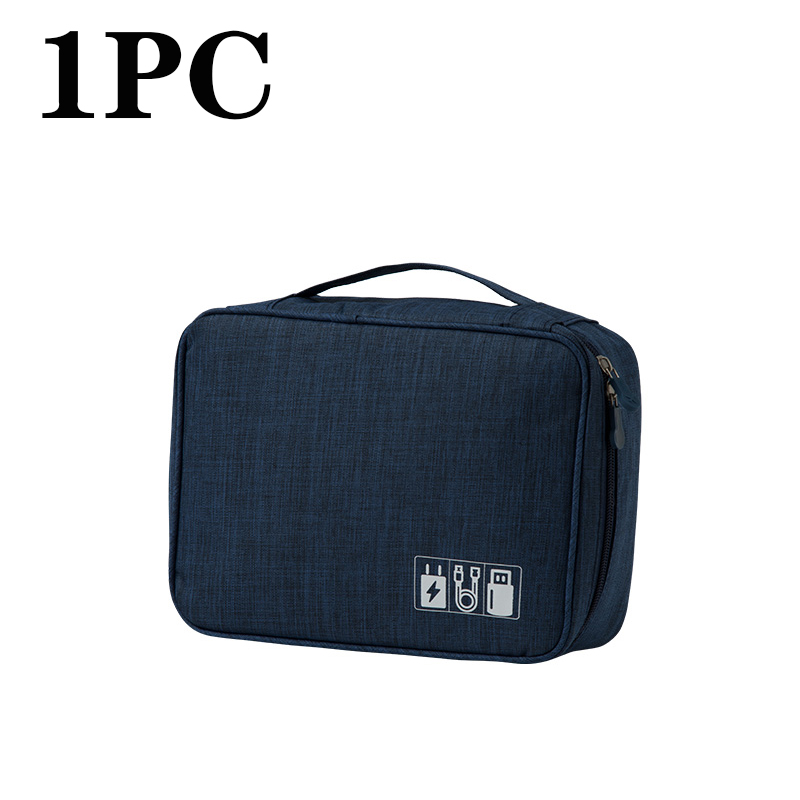 USB Charger Storage Bag Cable Organizer Cable Storage Bag With Handle Waterproof Data Line Travel Portable Electronic Organizer: Pink