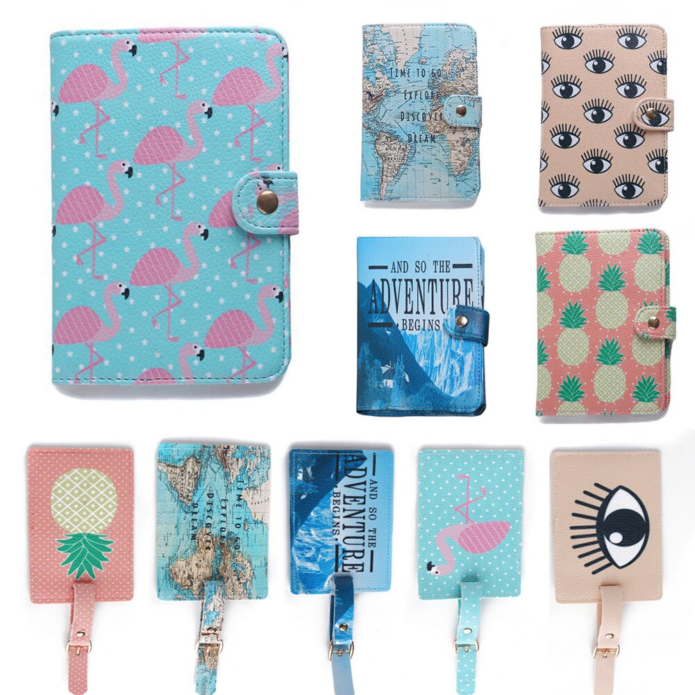 Travel Accessories Passport Holder PU Leather Cute Cartoon Travel Passport Cover Case Card ID Holders