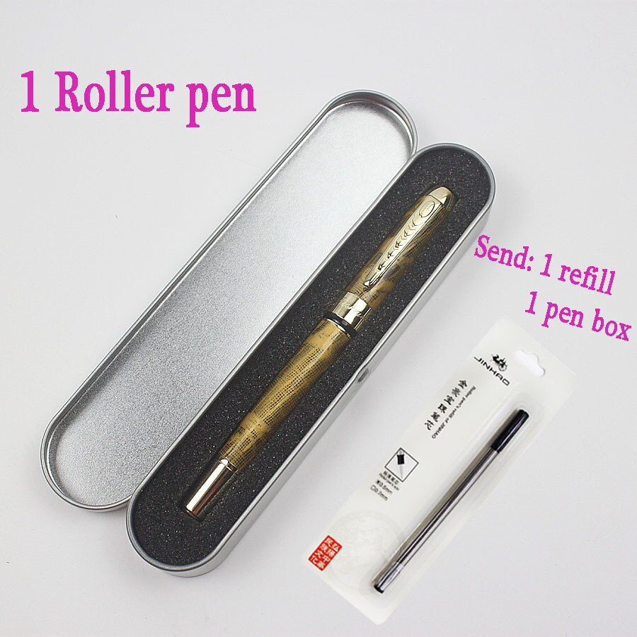 Jinhao250 Luxus Metall Brunnen Stifte Metall Kasten Blau & Schwarz tinte Für Büro Geschäft Rolle Ball Kuli: 1 Kugelschreiber Kuli / 0.5mm Blau Tinte