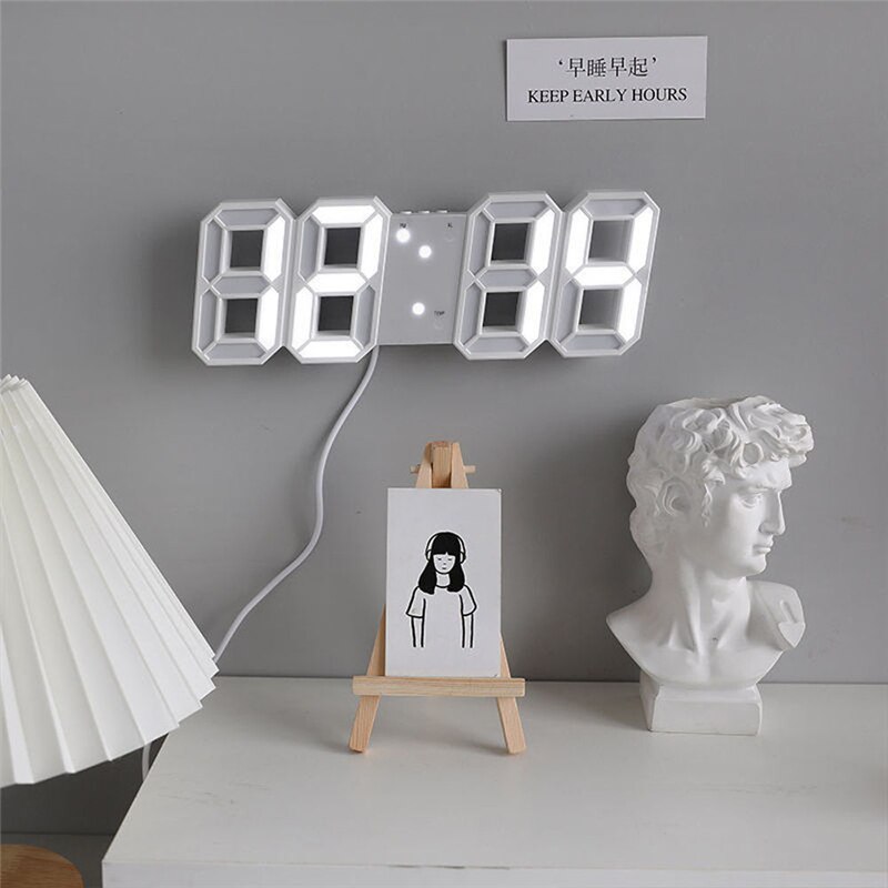 3D Digital Clock Simple and LED USB Electronic Clock Digital Clocks Wall Clocks Hanging Watch Snooze Table Clocks