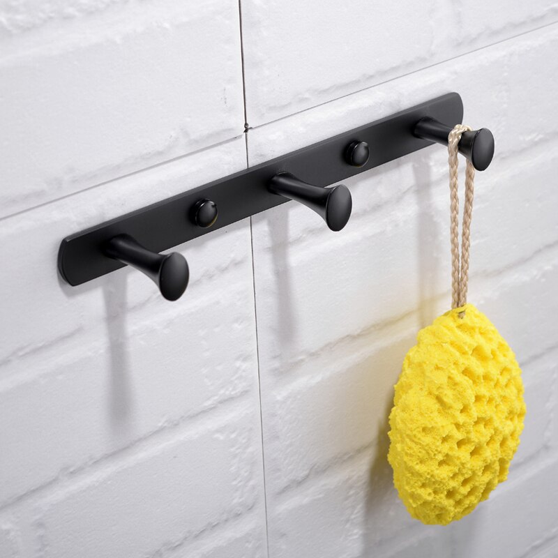 Gancho redondo de latón negro para bata, perchero para abrigo y sombrero, montaje en pared, acabado negro, accesorios de cocina para Baño