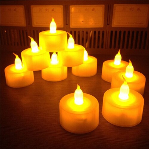 12 pcs Flickering Flameless LED Tea light Flicker Tea Candle Light Party Wedding Candels Safety Home Decoration