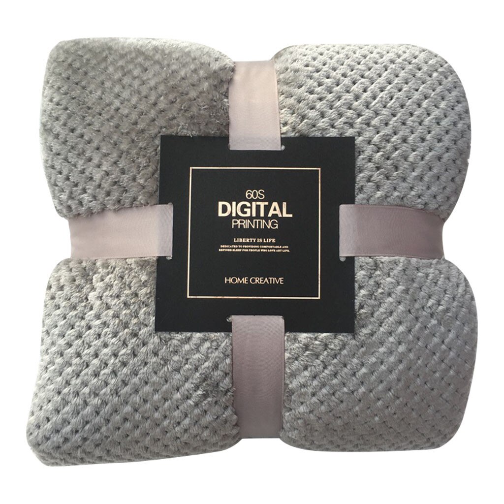 Home textile products Soft Warm Plaid Fleece Bed Blanket Large Mesh Flannel Blankets Thick Breathable для дома room decor: Gray / M