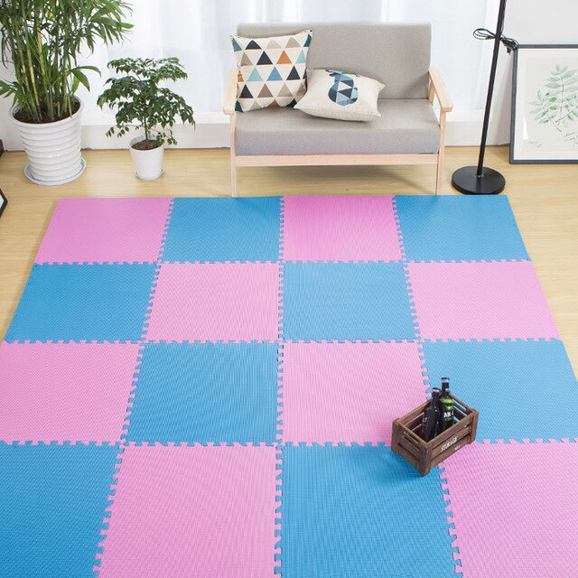 16 Pcs 30*30 Cm Baby Eva Foam Puzzel Speelkleed/Kids Tapijten Speelgoed Tapijt Voor Kinderen Baby oefening Vloertegels: pink and blue