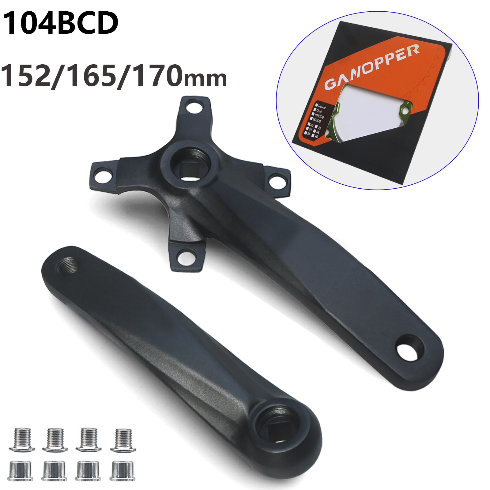 Bicycle Square Hole Sprocket 104BCD 152mm/165mm/170mm Crank Arms 32/34/36/38/40/42T Narrow Wide Chainwheel MTB Bike Crankset
