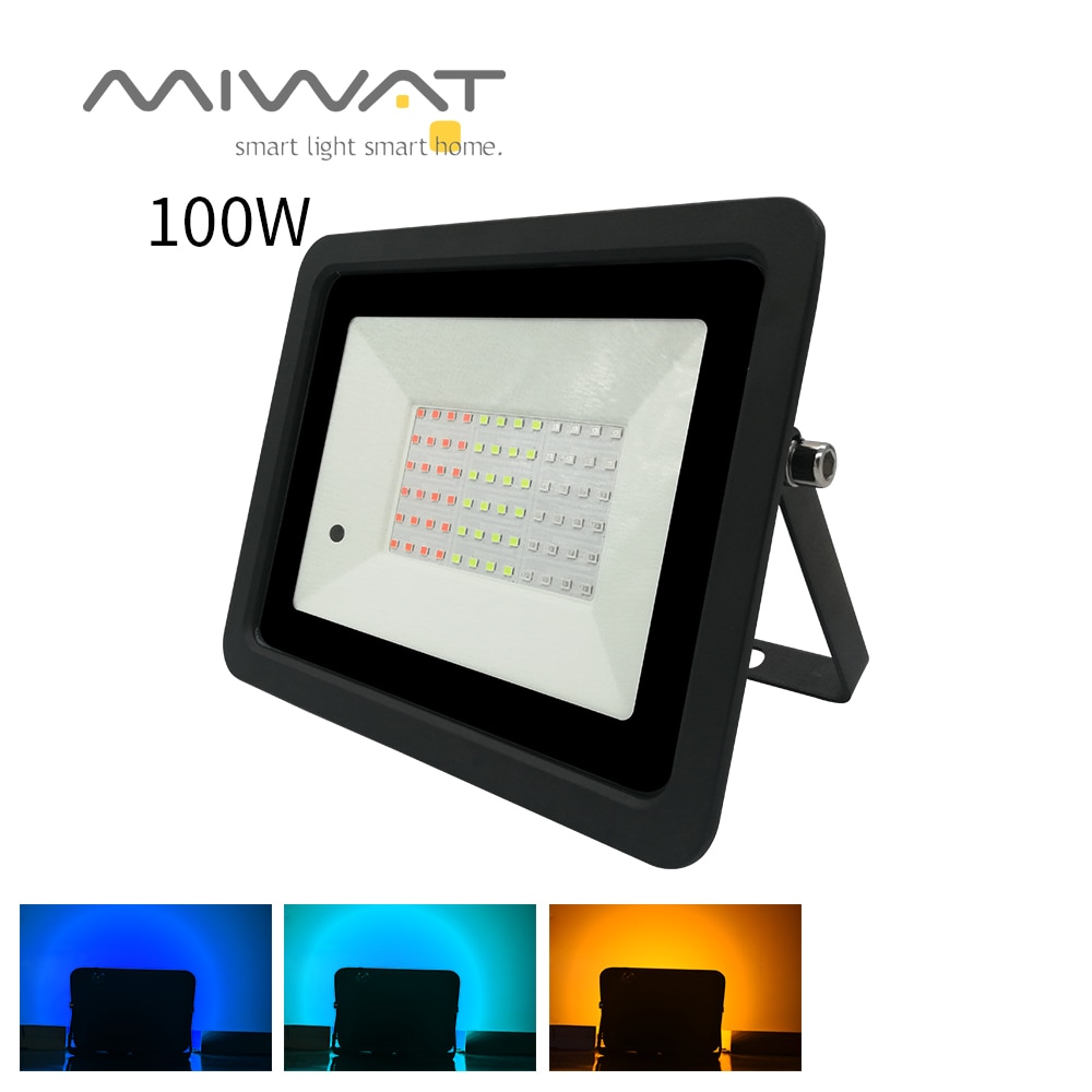110v/220v rgb ledet flomlys  ip68 utendørs rgb flomlys belysning 20w 30w 50w 100w veggvasker lampe reflektor hage søkelyset