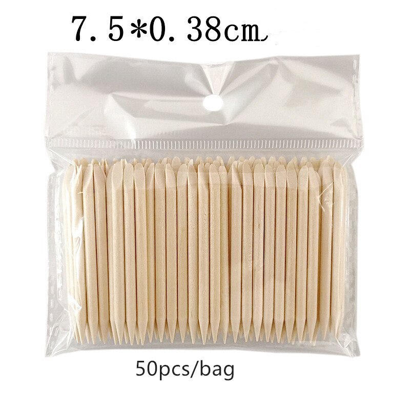 Double ended manicure and pedicure tools orange wooden nail sticks free sample manicure sticks for nail art beauty: 7.5cm 50pcs