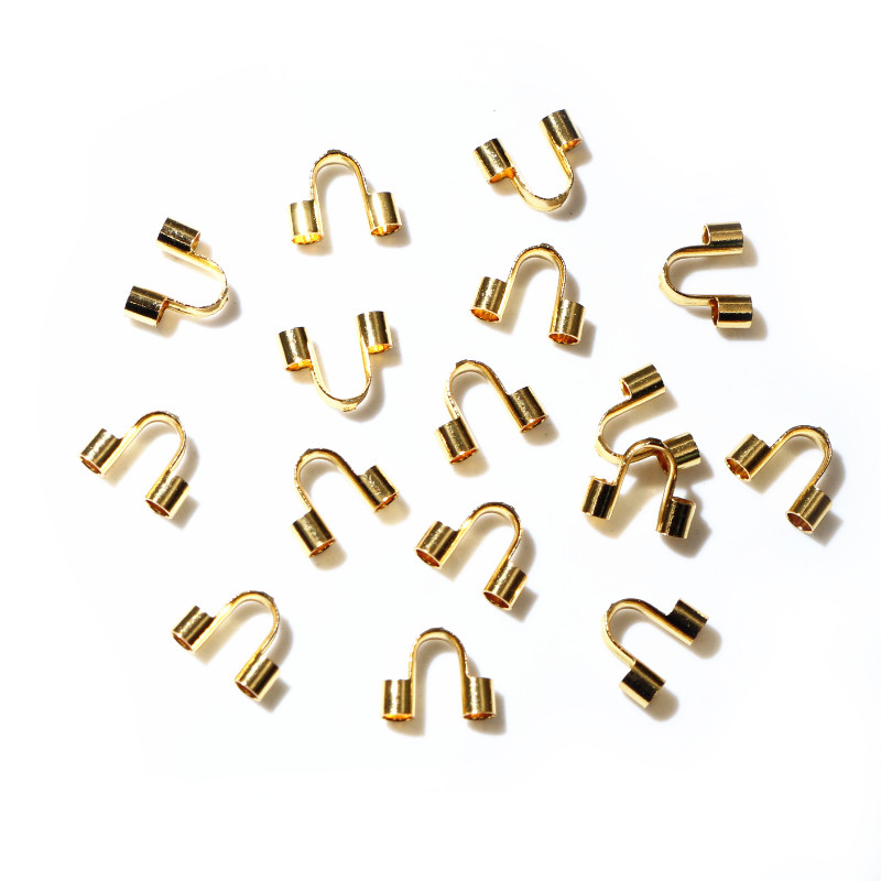 50 stuks roestvrij staal goudkleurige draadbeschermers bewaken beschermers lussen U vorm sluitingen connector voor sieraden maken