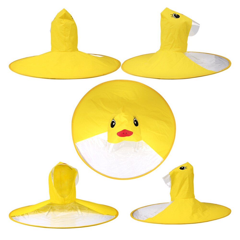 Children's Raincoats Hat Cartoon Duck Rain Hat Foldable Umbrella Cape Cute Rain Coat Cloak Universal for Boys Girls