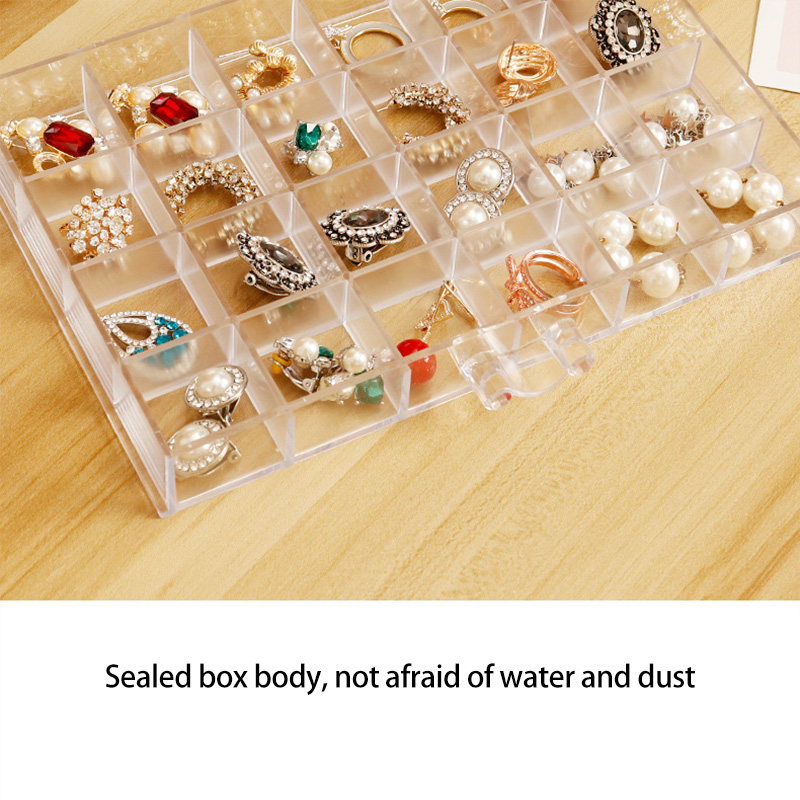 Caja organizadora de plástico transparente multifuncional con rejillas, contenedor, caja de almacenamiento para decoración de uñas, organizador de cuentas, joyería DIY para manicura