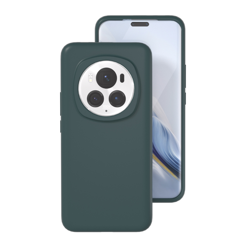 Para Honor Magic 6 Pro funda suave de silicona líquida Premium con flocado dentro de la carcasa protectora para Honor Magic6: PE / Verde negro